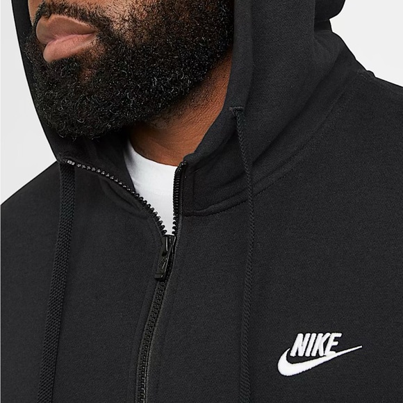 NWT Nike Sportwear Club Fleece Full Zip Hoodie Black Large - Picture 4 of 12